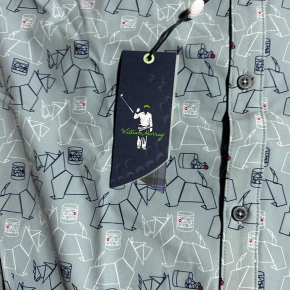 William Murray Scotch Blend Button Down Shirt Carolina Blue Scottie Size XL NWT - Picture 3 of 14